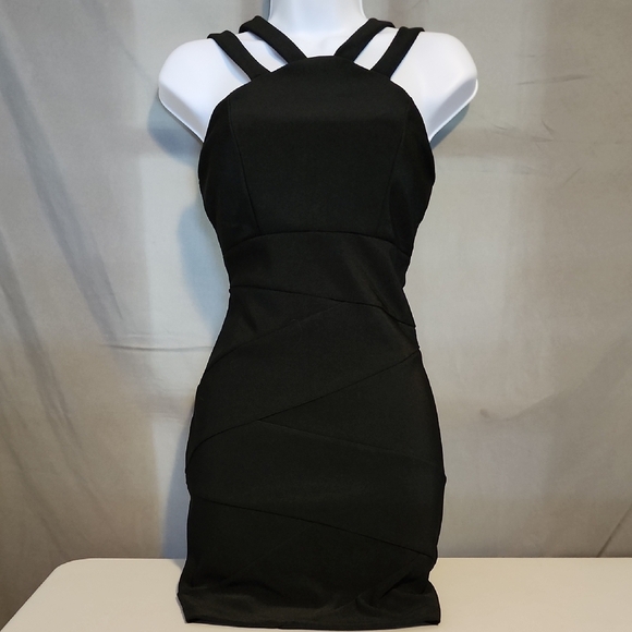 Emerald Sundae Black Halter Bodycon Mini Dress - Picture 1 of 9